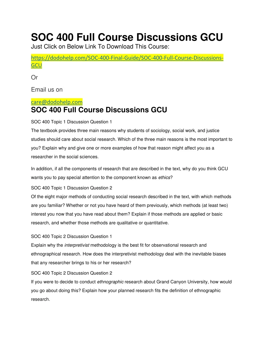 soc 400 full course discussions gcu just click