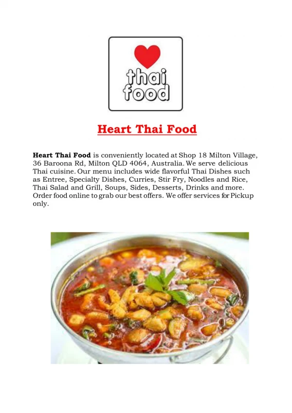15% Off - Heart Thai Food-Milton - Order Food Online