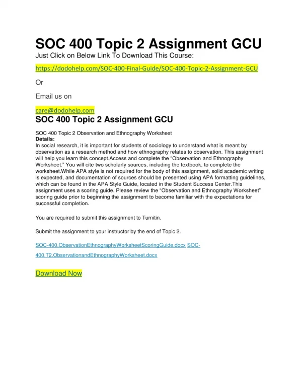 SOC 400 Topic 2 Assignment GCU