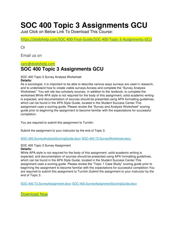 SOC 400 Topic 3 Assignments GCU