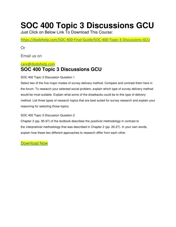 SOC 400 Topic 3 Discussions GCU