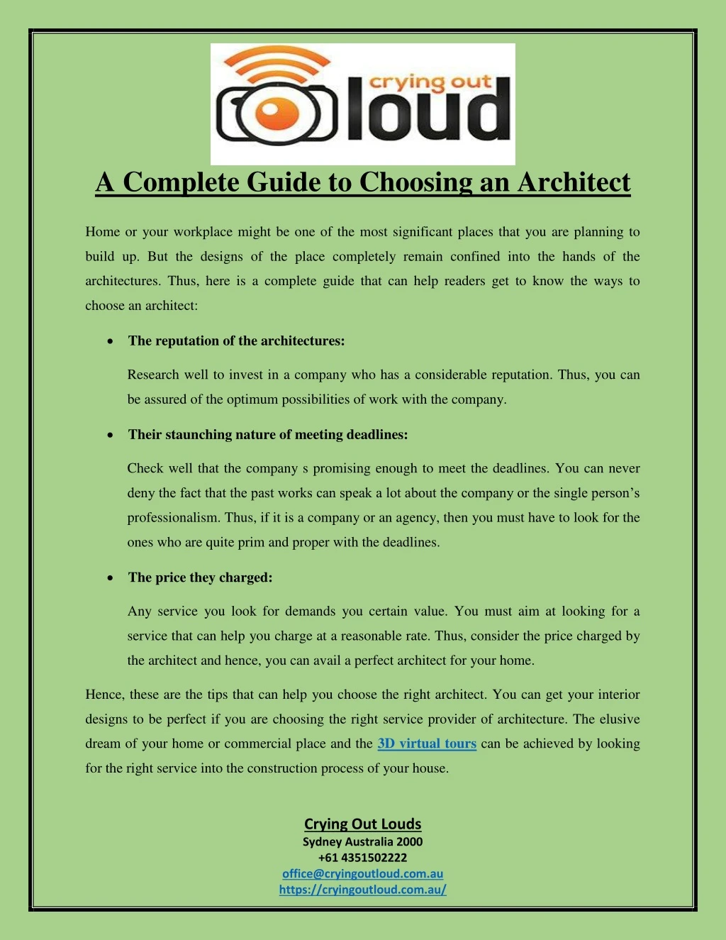 a complete guide to choosing an architect