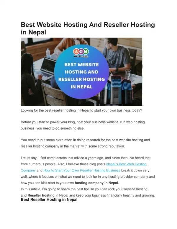 Best Website Hosting And Reseller Hosting in Nepal