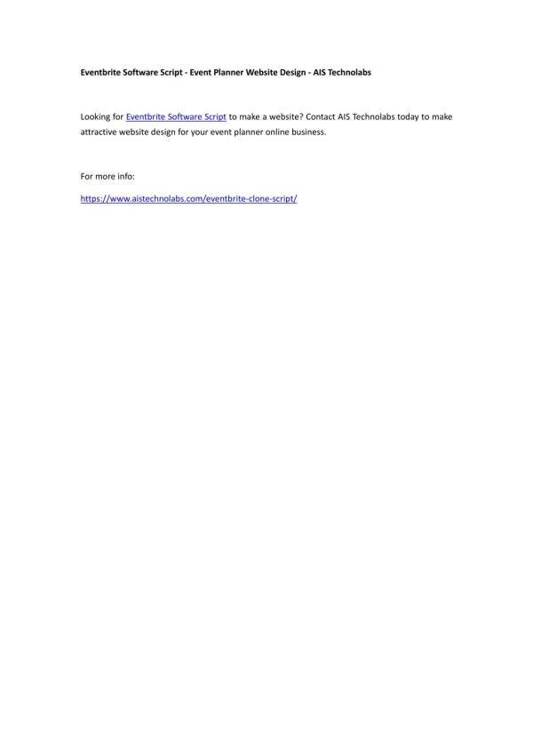 Eventbrite Software Script - Event Planner Website Design - AIS Technolabs