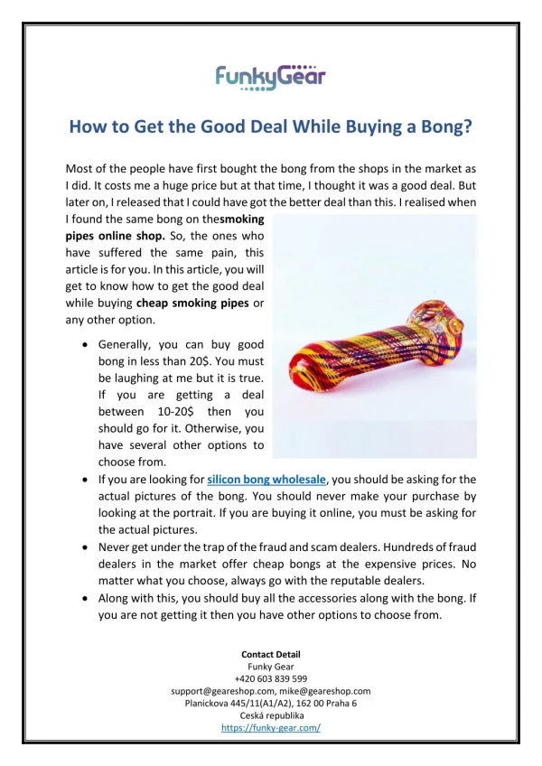 How to Get the Good Deal While Buying a Bong?
