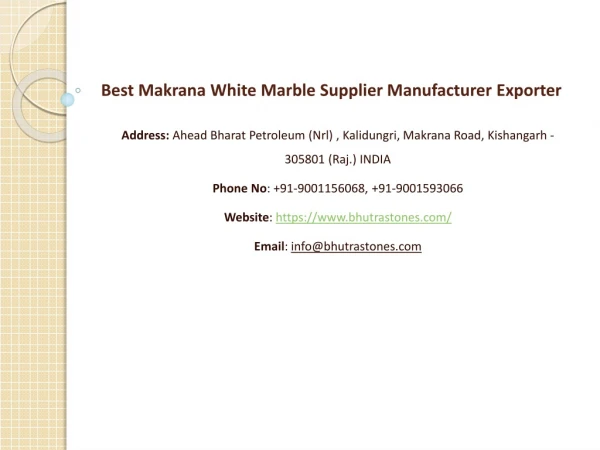 Best Makrana White Marble Supplier Manufacturer Exporter