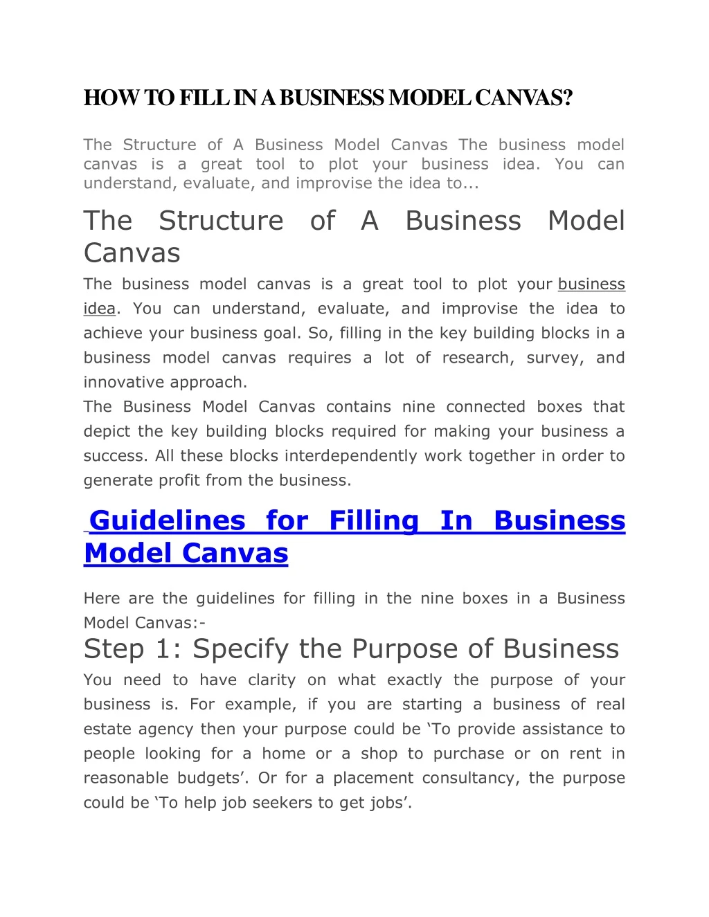 how to fill in a business model canvas