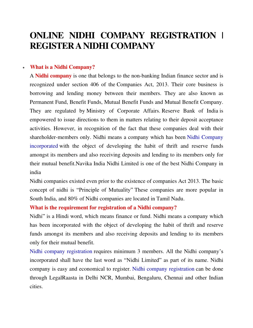online nidhi company registration register