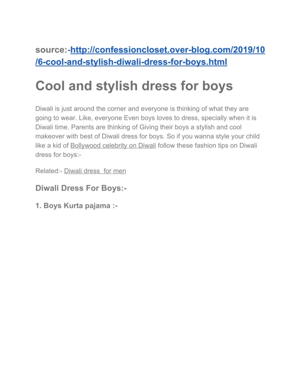 6 Cool And Stylish Diwali Dress For Boys