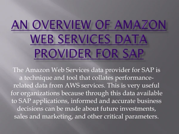 AWS data provider for SAP