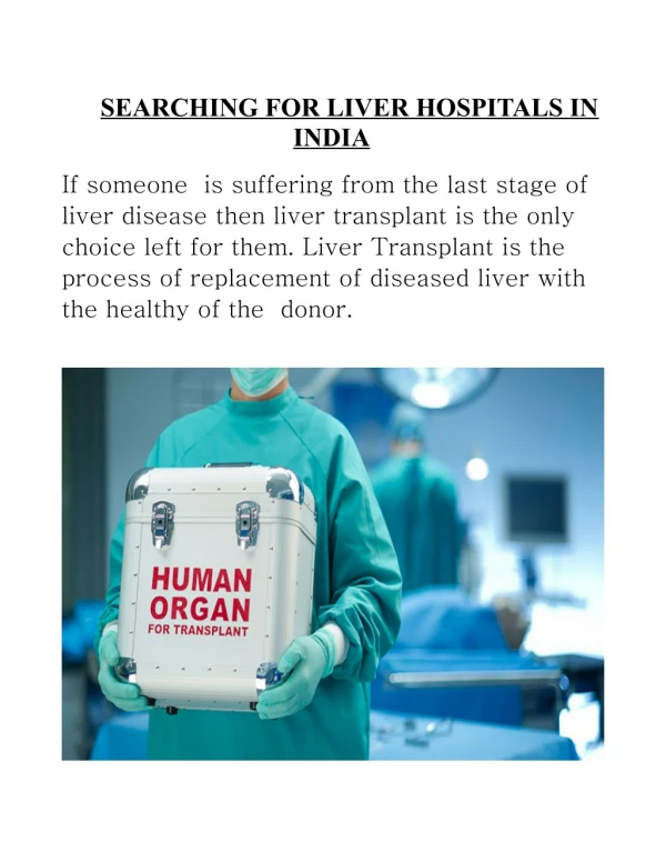 SEARCHING FOR LIVER HOSPITALS IN INDIA