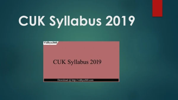 CUK Syllbus 2019 | Download CUK Non-Teaching Exam Pattern, Syllabus