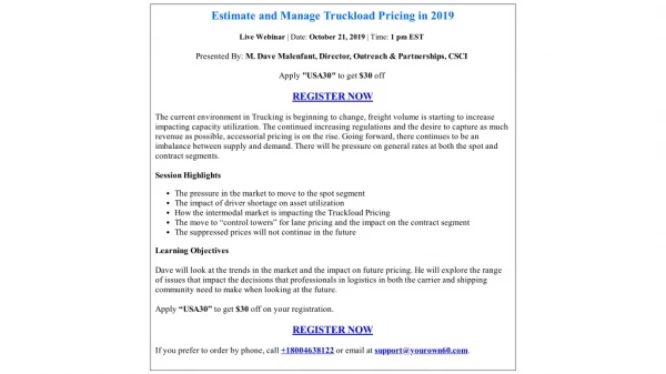 Estimate and Manage Truckload Pricing in 2019