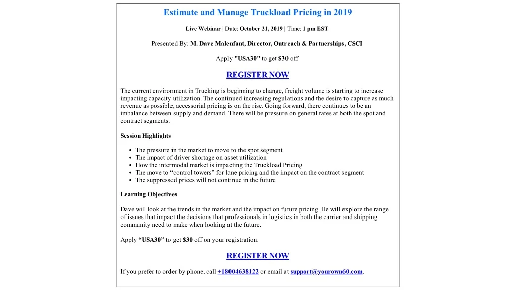 estimate and manage truckload pricing in 2019