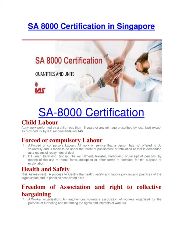 SA 8000 Certification in Singapore