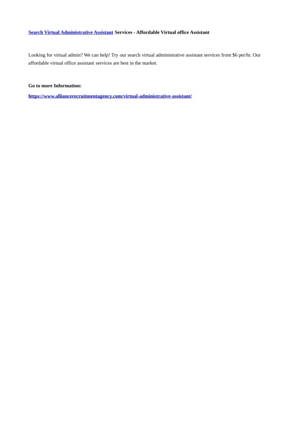 search virtual administrative assistant services