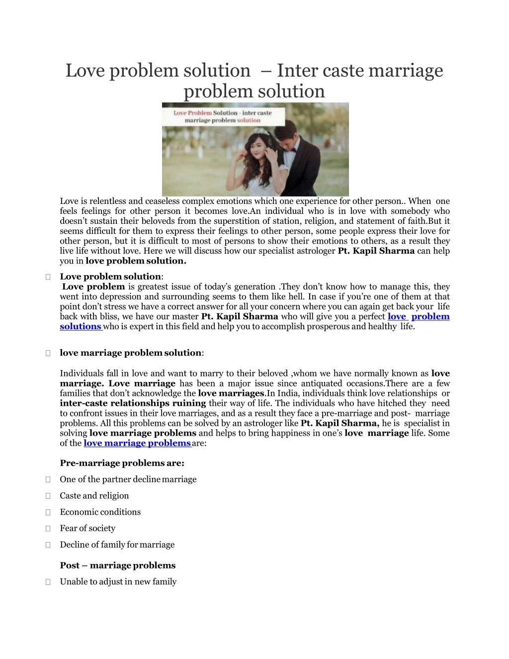 love problem solution inter caste marriage problem solution
