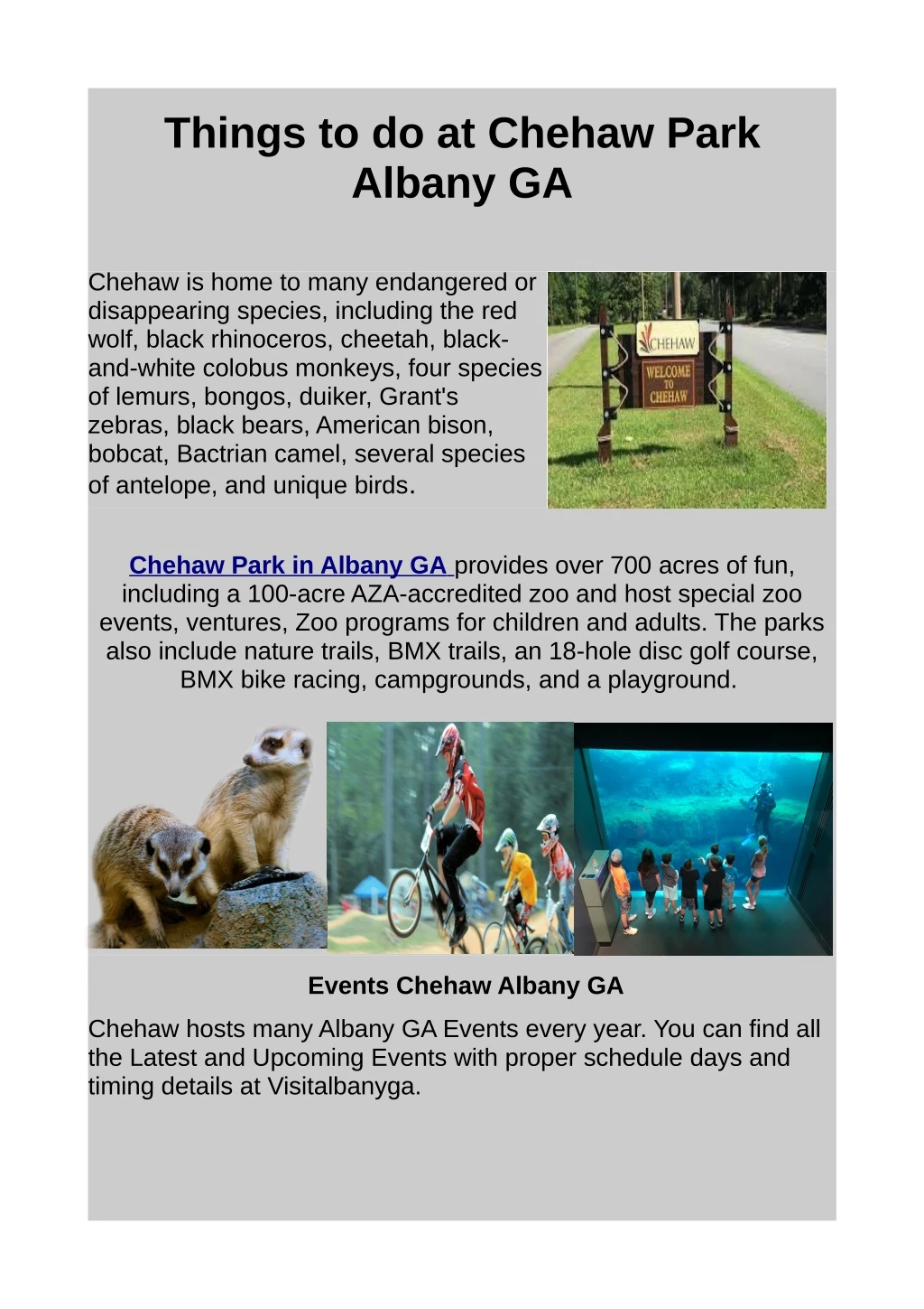 things to do at chehaw park albany ga