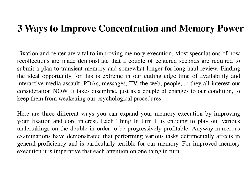 3 ways to improve concentration and memory power