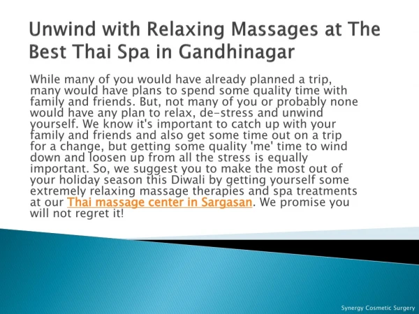 Unwind with Relaxing Massages at The Best Thai Spa in Gandhinagar