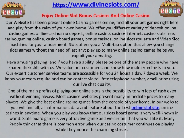Enjoy Online Slot Bonus Casinos And Online Casino