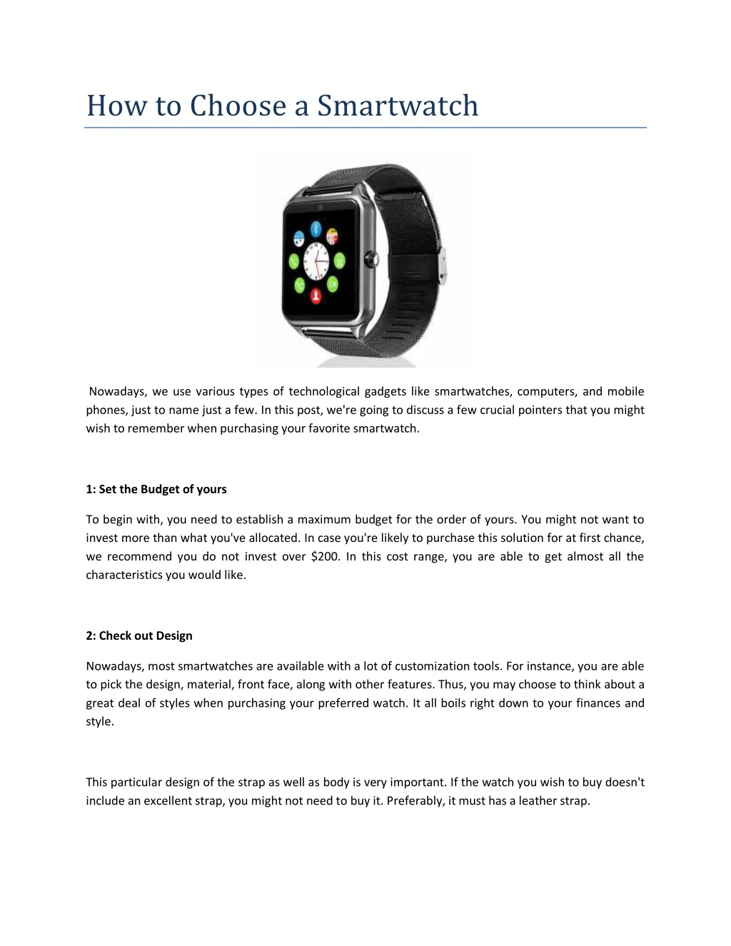 how to choose a smartwatch