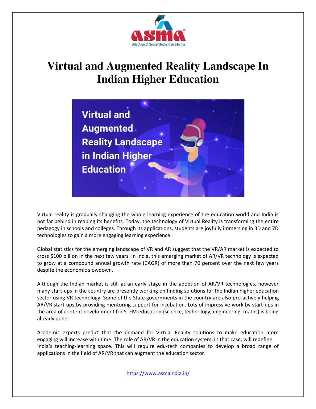 virtual and augmented reality landscape in indian