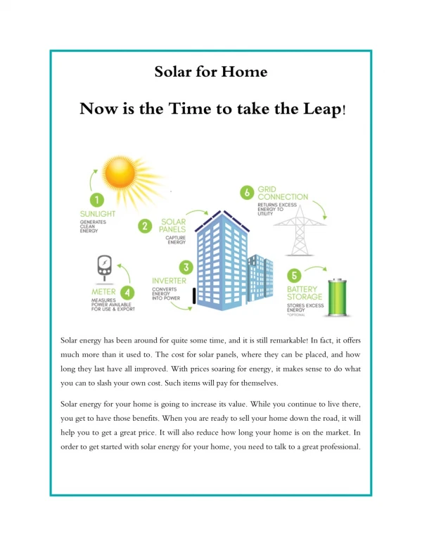 Solar for Home Now is the Time to take the Leap