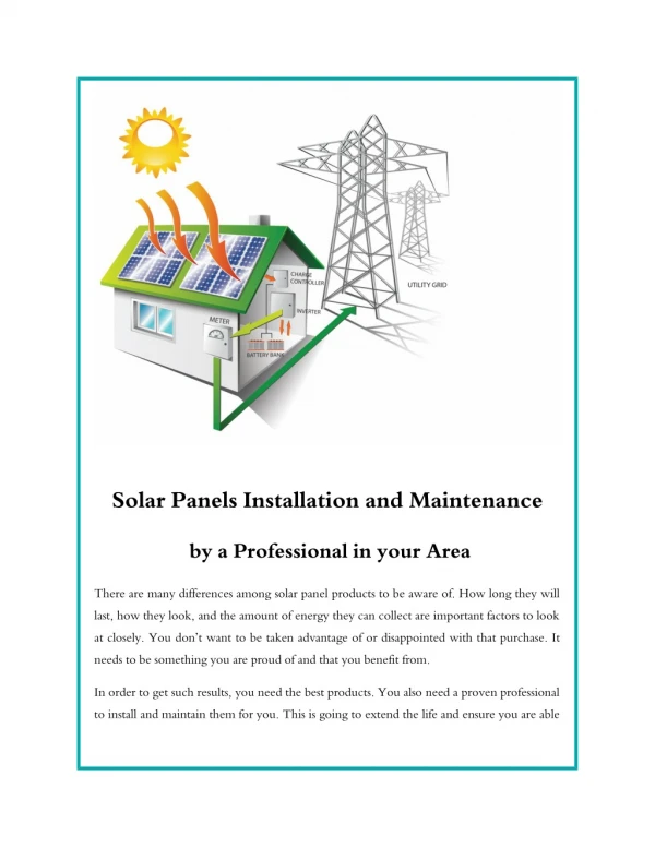Solar Panels Installation and Maintenance by a Professional in your Area