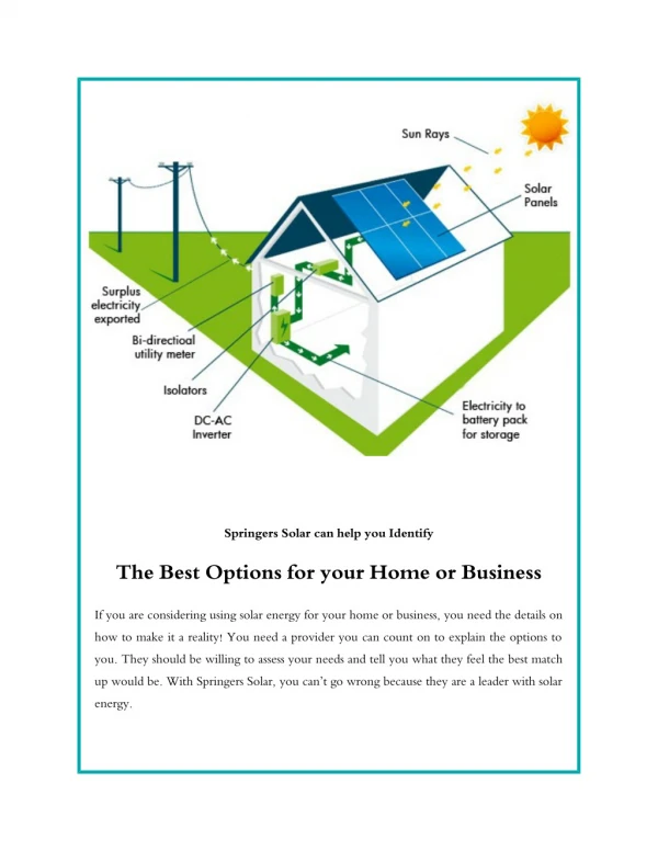 Springers Solar can help you Identify the Best Options for your Home or Business