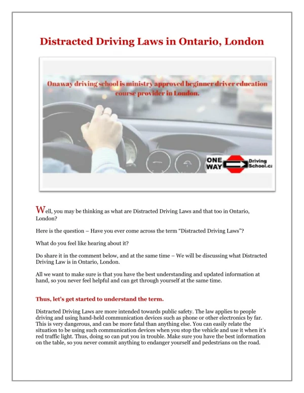 Learn driving with government approved driving school in Ontario, London