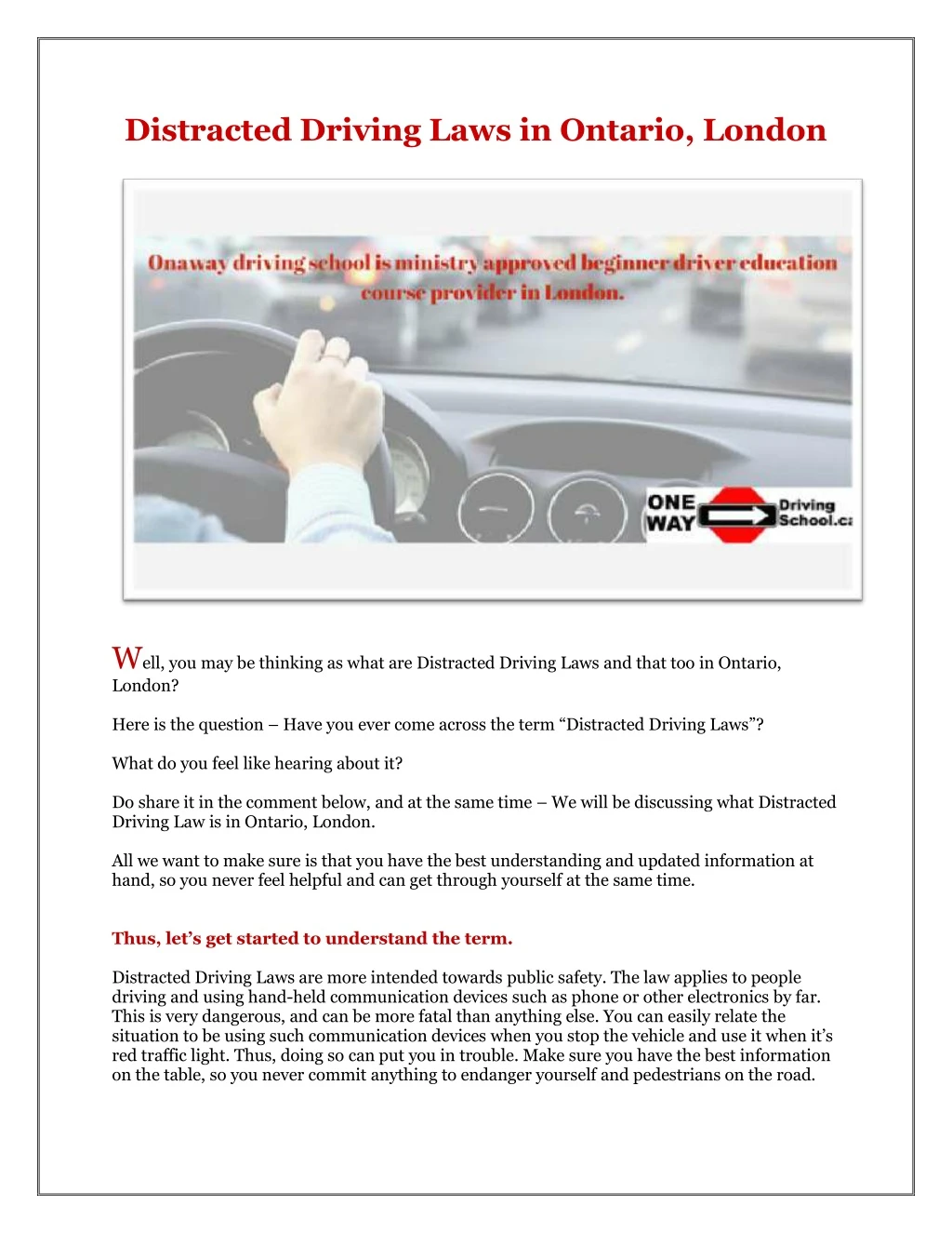 distracted driving laws in ontario london