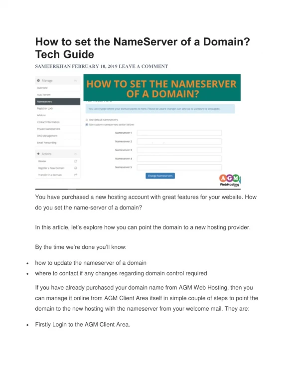 How to set the NameServer of a Domain? Tech Guide