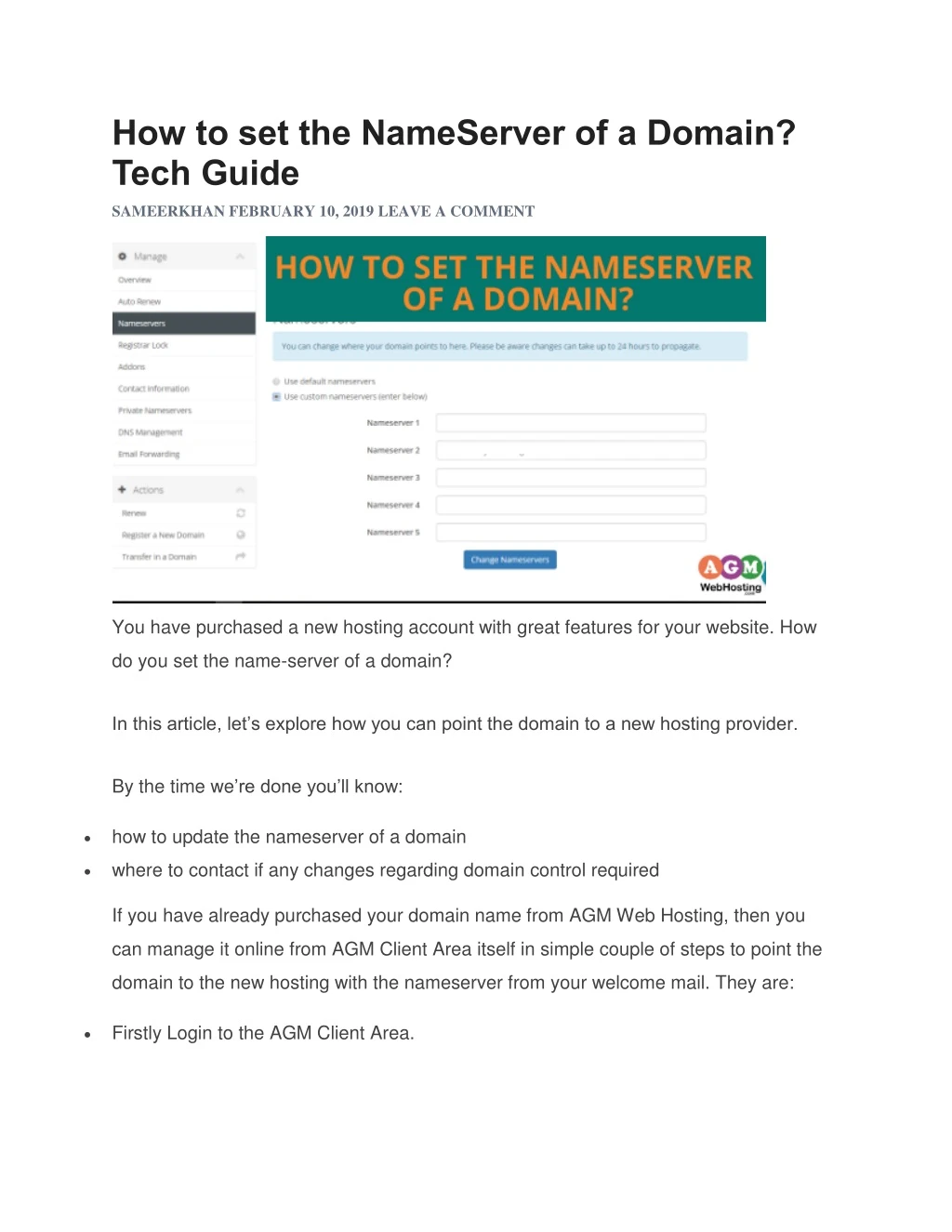 how to set the nameserver of a domain tech guide