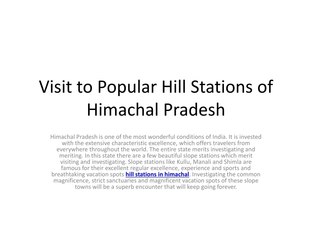 visit to popular hill stations of himachal pradesh