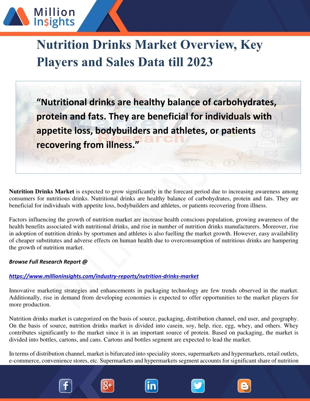 nutrition drinks market overview key players