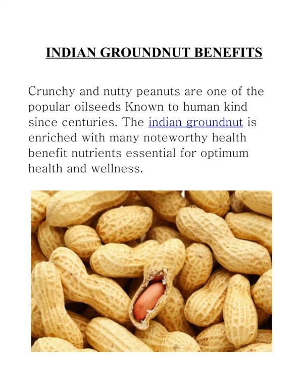 INDIAN GROUNDNUT BENEFITS