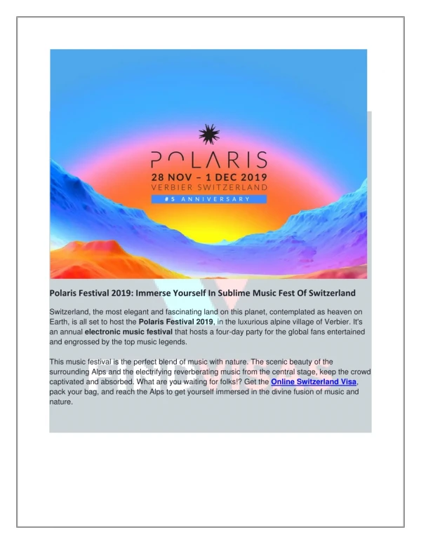 Polaris Festival 2019: Immerse Yourself In Sublime Music Fest Of Switzerland