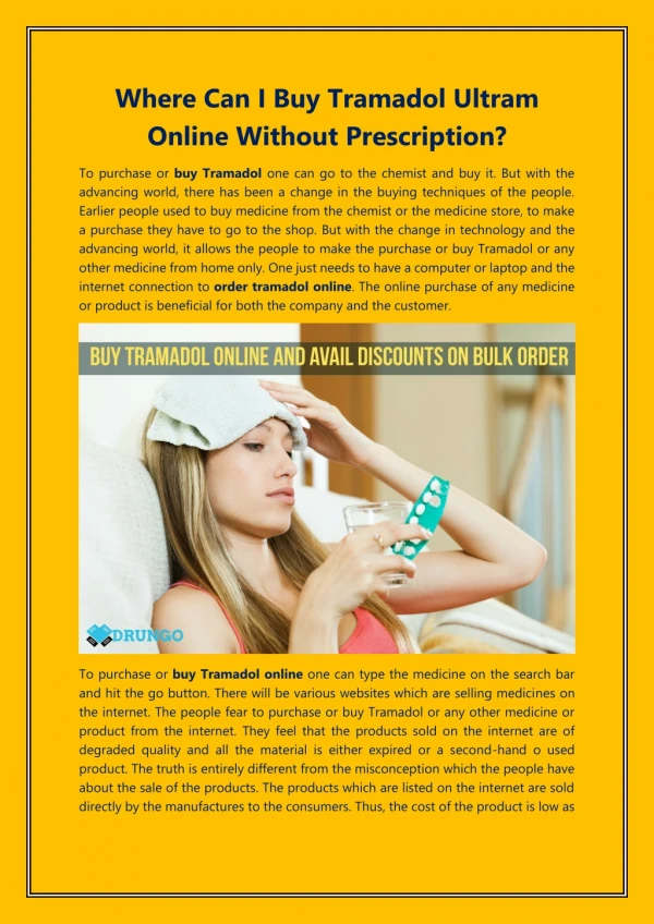 Where Can I Buy Tramadol Ultram Online Without Prescription?
