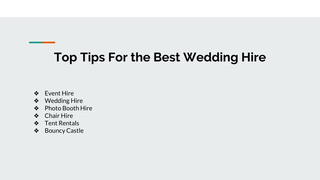 top tips for the best wedding hire