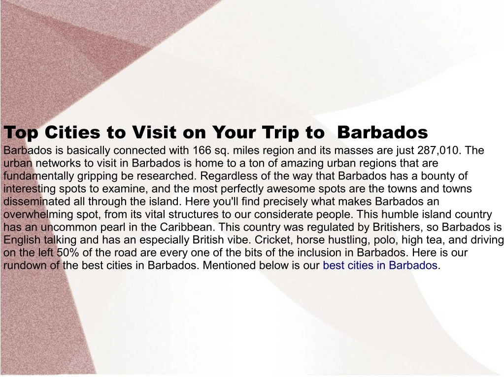 top cities to visit on your trip to barbados