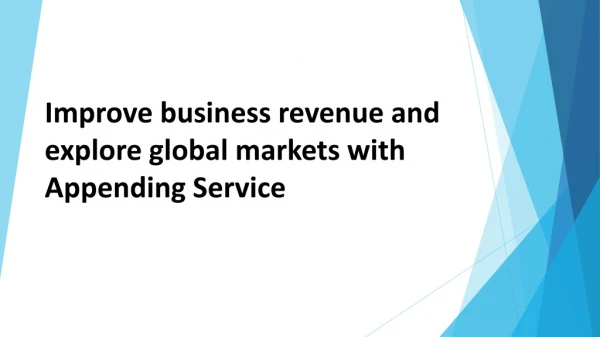 Improve business revenue and explore global markets with Appending Service