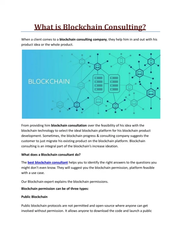 What is Blockchain Consulting?