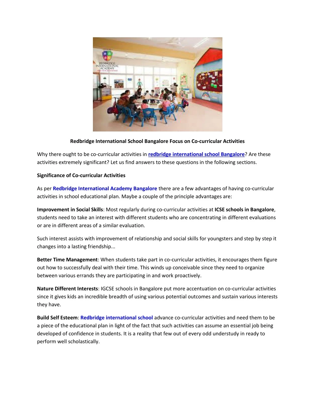 redbridge international school bangalore focus