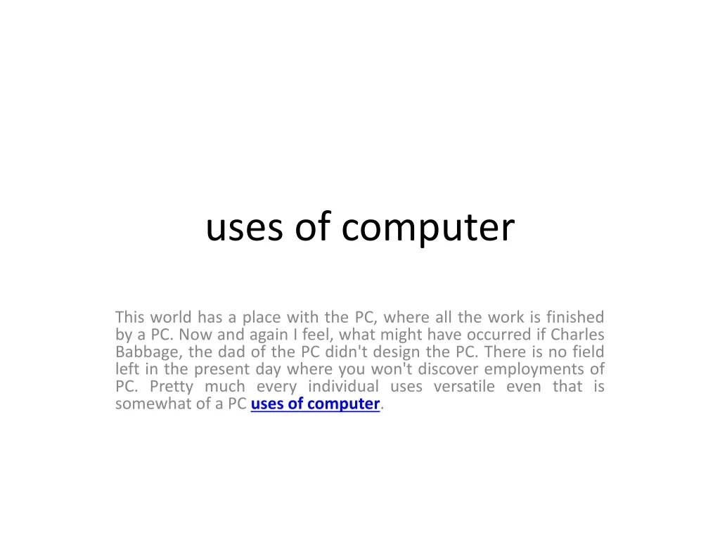 uses of computer