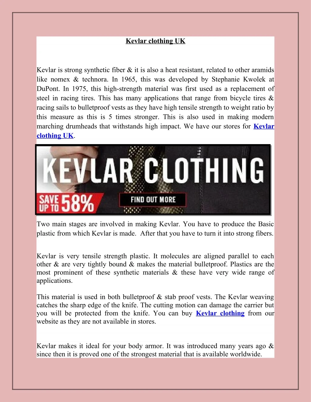 kevlar clothing uk