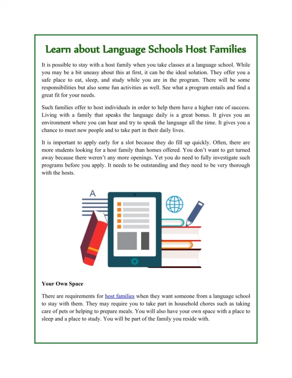 Learn about Language Schools Host Families