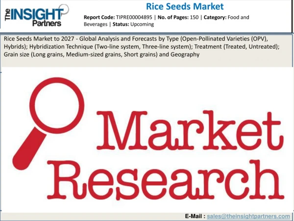 Rice Seeds Market 2019 Size, Analysis and Forecast to 2027