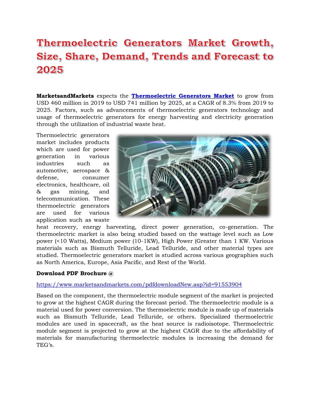 marketsandmarkets expects the thermoelectric