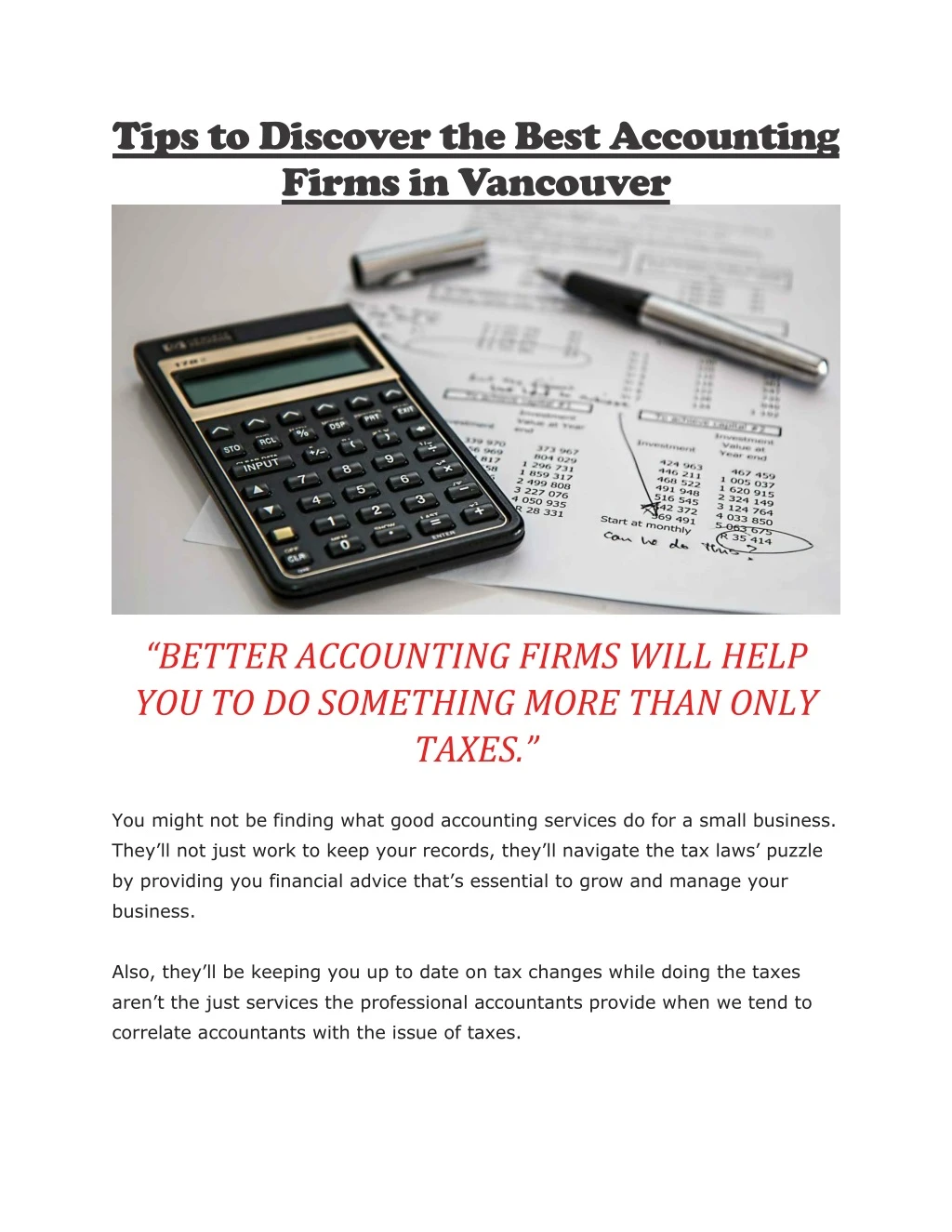 tips to discover the best accounting firms